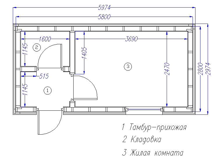 Чертеж бытовки